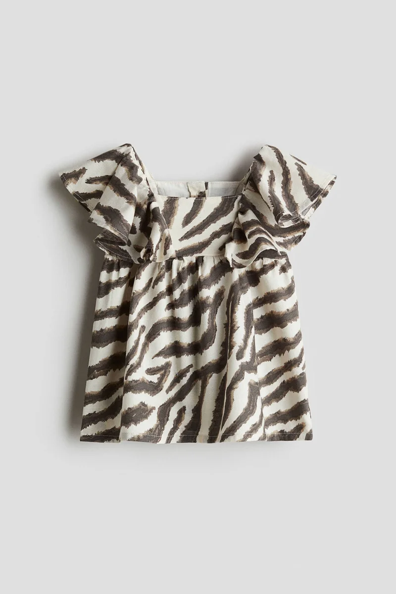 اتش اند ام فستان مزين بكشكشة