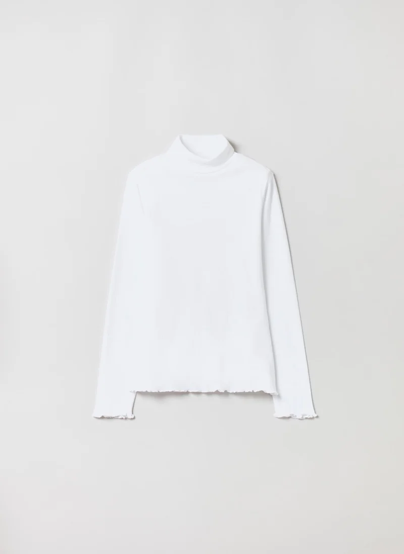 او في اس Ovs Girls Shirred Edged Turtleneck