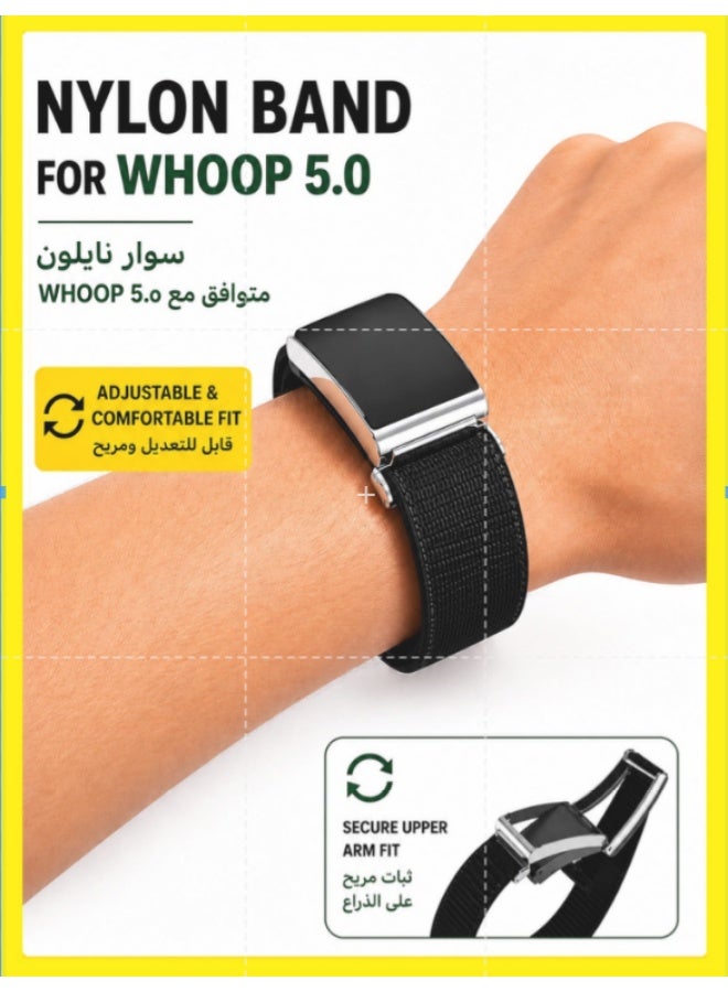Breathable Stretchy Nylon Replacement Wrist Compatible with Whoop Strap 5.0 Band Ultra-Soft Sweatproof, Soft-Touch and Flexible Sport Nylon, Premium Quality, Comfortable