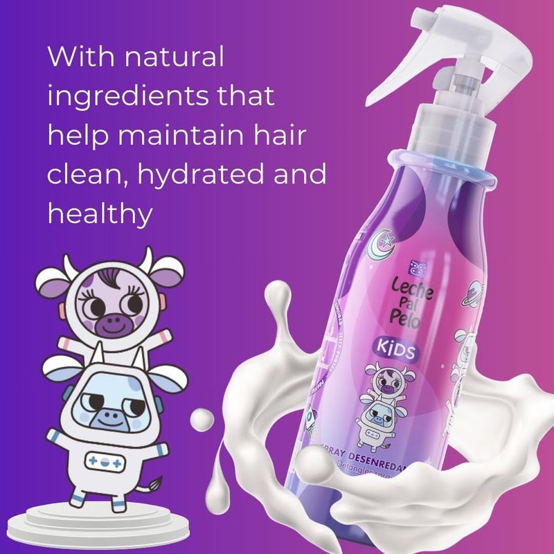 Leche Pal Pelo Girls' Detangling Spray - Tender Care with Coconut Goodness, Effortless Tangles, Heat protecting Magic for All Hair Types, 8.4 oz. - Image 4