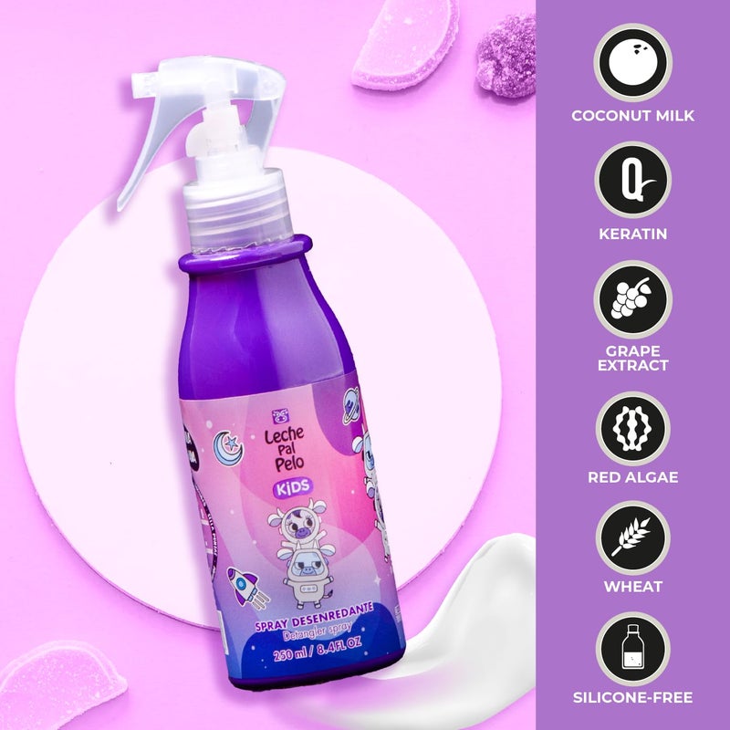 Leche Pal Pelo Girls' Detangling Spray - Tender Care with Coconut Goodness, Effortless Tangles, Heat protecting Magic for All Hair Types, 8.4 oz. - Image 2