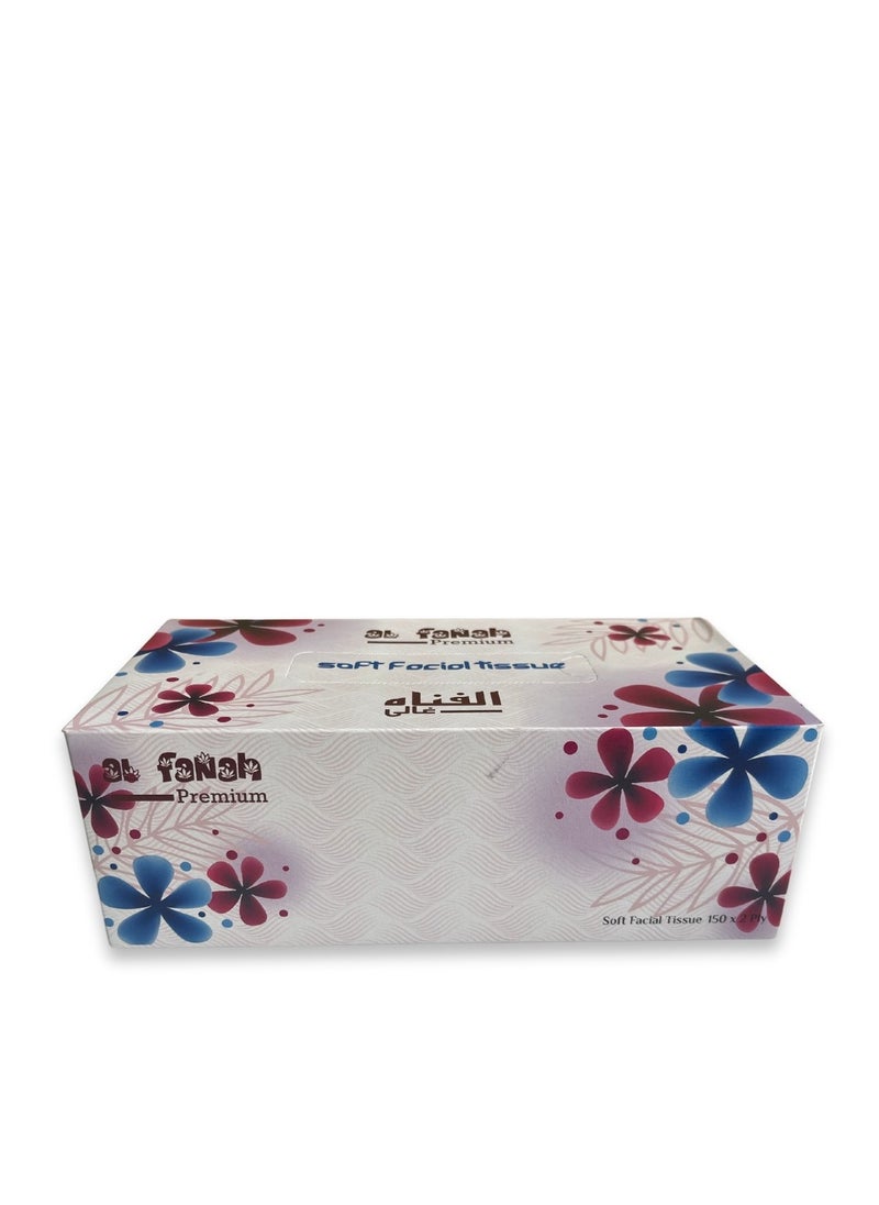 CRYSTAL AL FANAH Facial Tissue - 2ply, Rectangular, 14gsm, 19x21cm, 150 Sheets  - Image 2