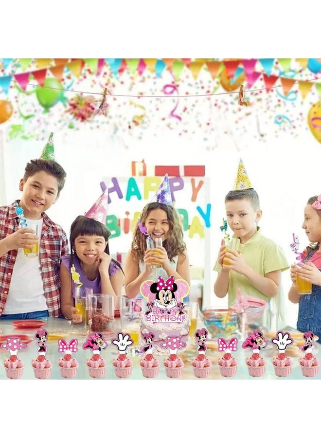EBWHOLE Cute Birthday Party Decorations, Party Supplies Include Birthday Cake Toppers, Tablecloth, Backdrop, Balloons, Cartoon Party Celebrate Supplies - Image 4