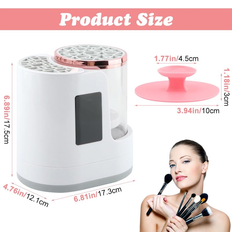 Ranjaner Electric Makeup Brush Cleaner Machine, 3 in 1 Automatic Makeup Brush Cleaner with Brushes Dryer for All Size Beauty Brushes Set(White,Size:6.8inch) - Image 3