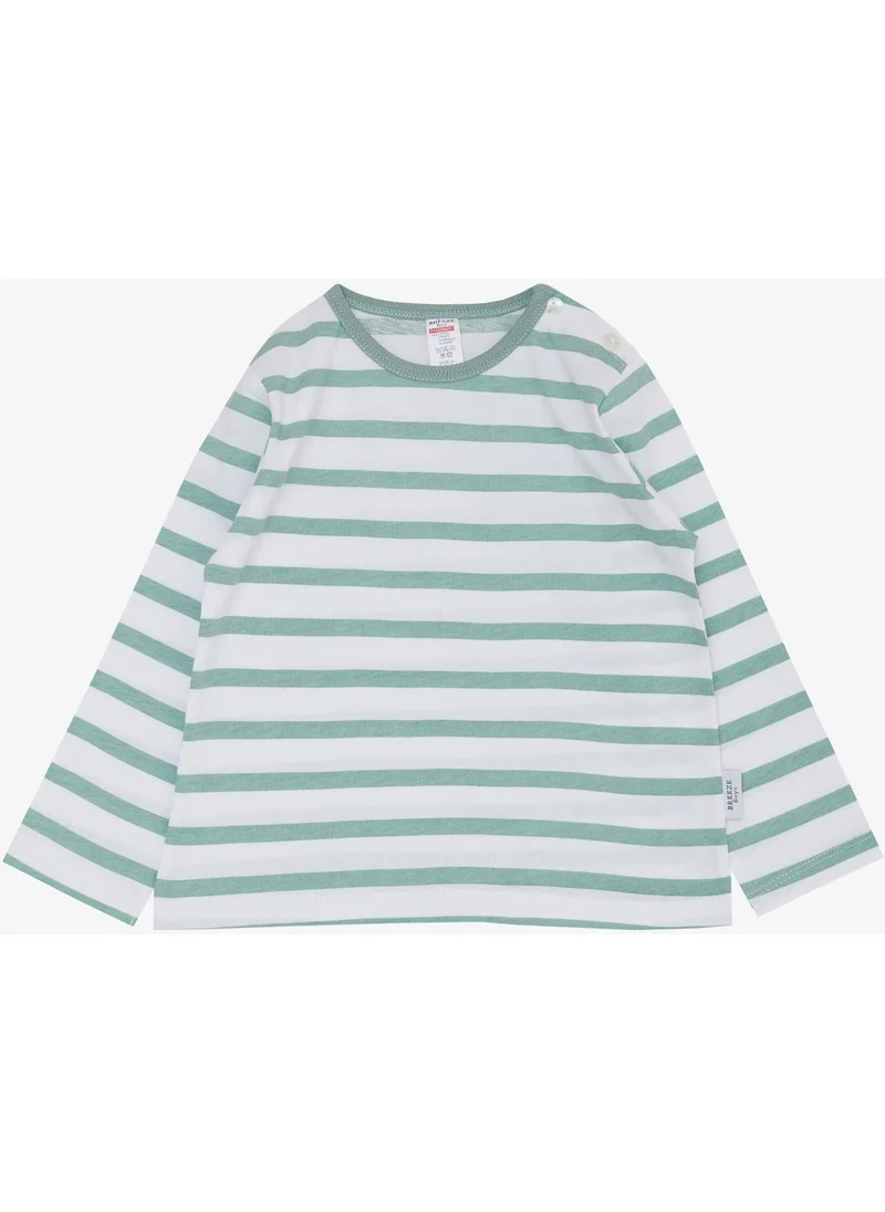 Breeze Baby Boy Long Sleeve T-Shirt Patchwork Striped 9 Months-3 Years, Water Green