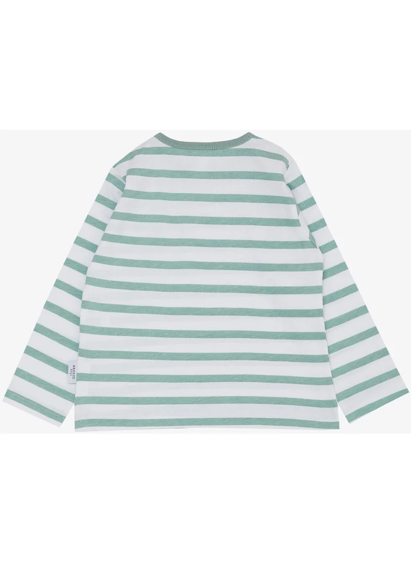 Breeze Baby Boy Long Sleeve T-Shirt Patchwork Striped 9 Months-3 Years, Water Green