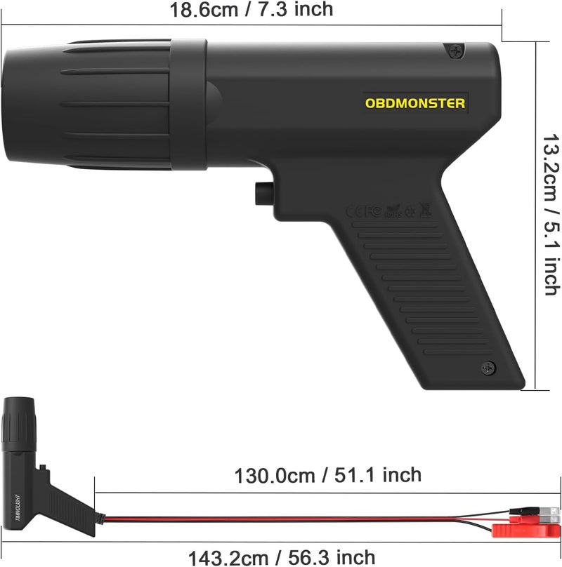 OBDMONSTER Ignition Timing Light, 12V Strobe Lamp Inductive Petrol Engine Timing Gun Automotive Tool for Car Motorcycle Marine - Image 5
