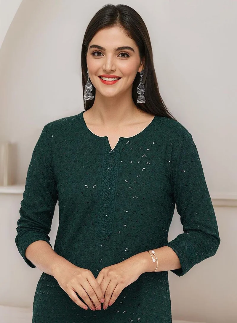 ISHIN  WOMEN Green Rayon Kurta for Women | Best Price UAE