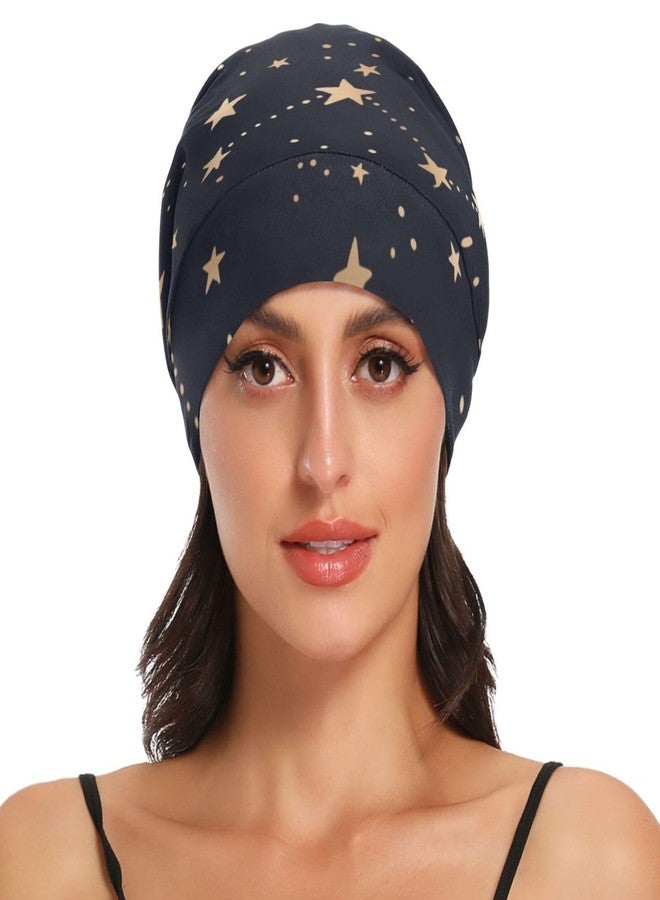 ElliTarr Satin Bonnet Hair Wrap for Sleeping Lined Beanie Sleep Cap for Curly Hair Women Men Gold Stars - Image 5