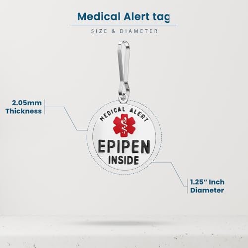Divoti EpiPen Inside Medical Alert Tag – Reliable Essential Safety ID for Anaphylaxis – High-Visibility Dual-Sided Tag for Backpacks, Medical Kits & EDC – 1 Unit 1.25"/SS/Zipper Pull - Image 3
