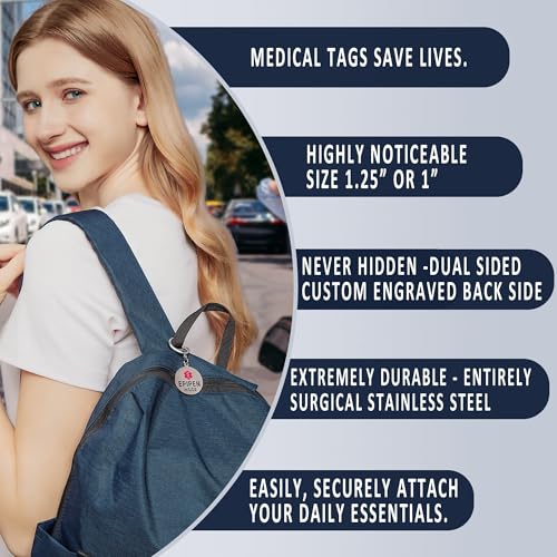 Divoti EpiPen Inside Medical Alert Tag – Reliable Essential Safety ID for Anaphylaxis – High-Visibility Dual-Sided Tag for Backpacks, Medical Kits & EDC – 1 Unit 1.25"/SS/Zipper Pull - Image 2