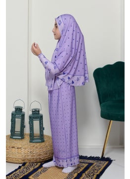 Altobeh Children's Prayer Set Practical Two-Piece Patterned Sleeves Removable Headscarved Lycra Hijab Dress (6-12 Years) 901-0201  - Image 5