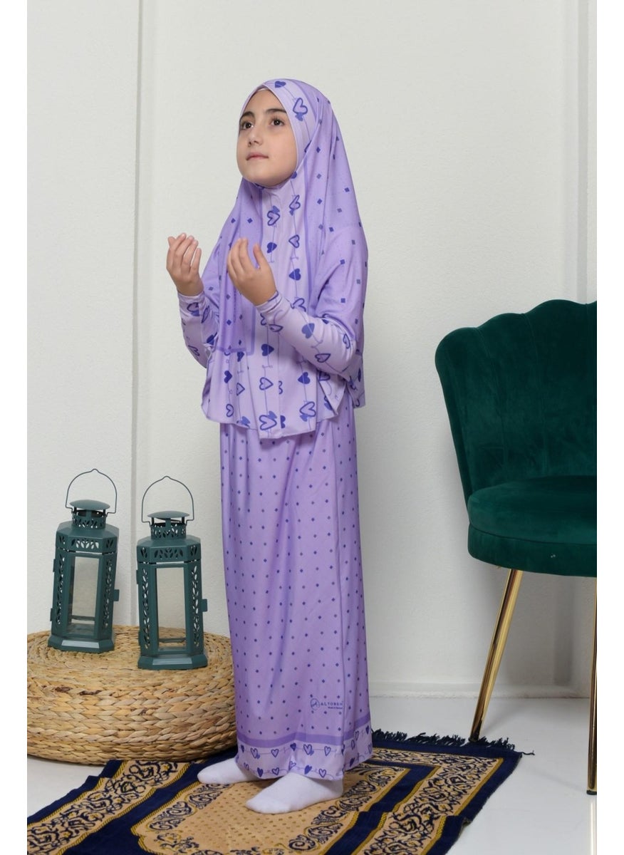 Children's Prayer Set Practical Two-Piece Patterned Sleeves Removable Headscarved Lycra Hijab Dress (6-12 Years) 901-0201 - pzsku/Z298C9DCB2FE407BFB561Z/45/_/1730815962/3c504418-eab7-4614-a1c6-3c851929d352