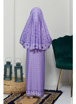 Altobeh Children's Prayer Set Practical Two-Piece Patterned Sleeves Removable Headscarved Lycra Hijab Dress (6-12 Years) 901-0201  - Image 3