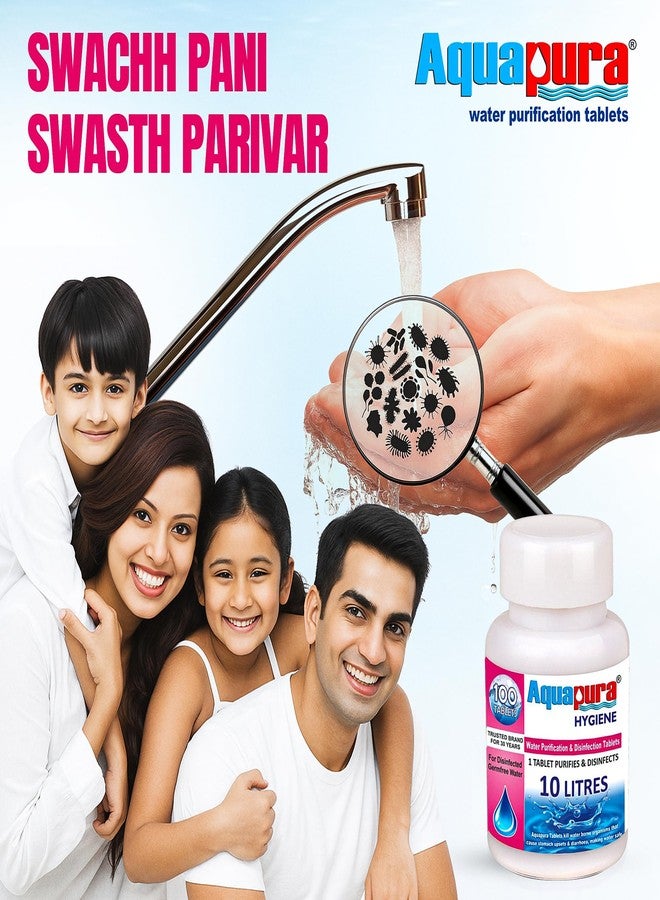 Aquapura أقراص تنقية المياه أكوابورا (قرص واحد لكل 10 لترات من الماء)، عبوة من 100 قرص (جهاز تنقية المياه)، مدة صلاحية 3 سنوات وضمان، عبوة من قطعتين - Image 5