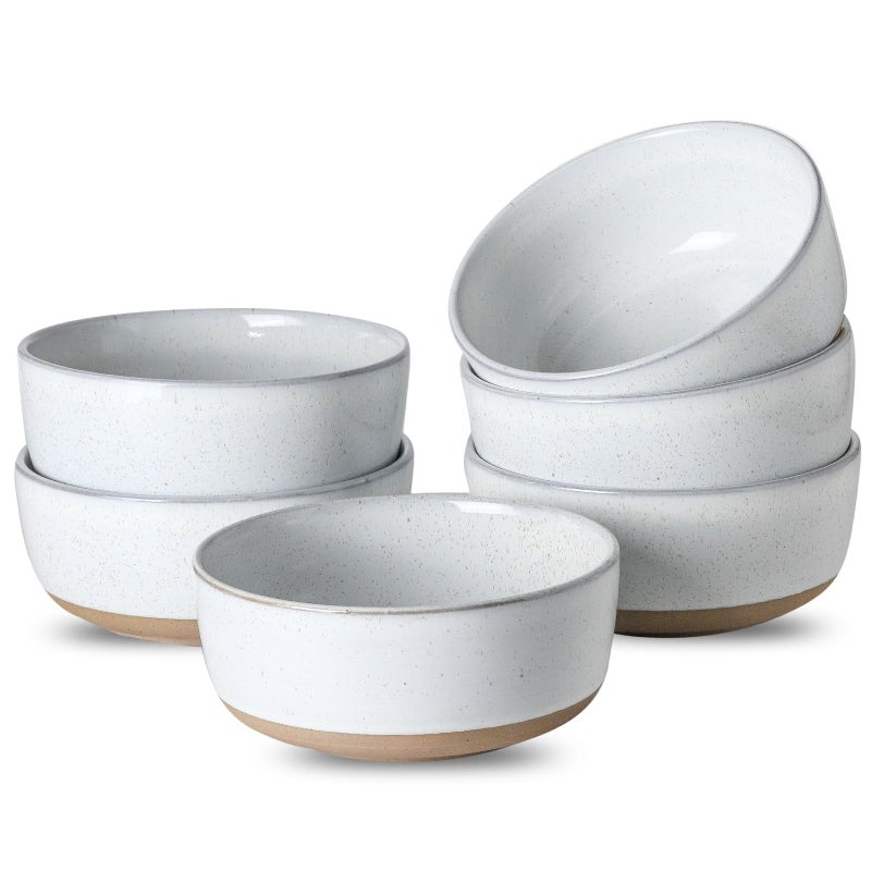 Tikooere Large Serving Bowls,30 Ounce Ceramic Salad Bowl Set of 6 for Kitchen Space Saving Storage, Porcelain Nesting Bowls for Cooking,Popcorn,Soup,Pasta,Fruit, Microwave & Dishwasher Safe,White - Image 1