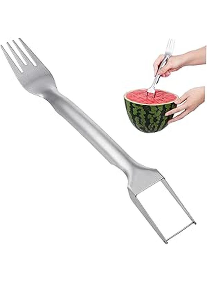 Stainless Steel Fruit Slicer and Melon Fork Set Portable Multipurpose Kitchen Gadget - Image 1