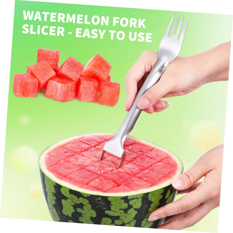 Stainless Steel Fruit Slicer and Melon Fork Set Portable Multipurpose Kitchen Gadget - Image 4