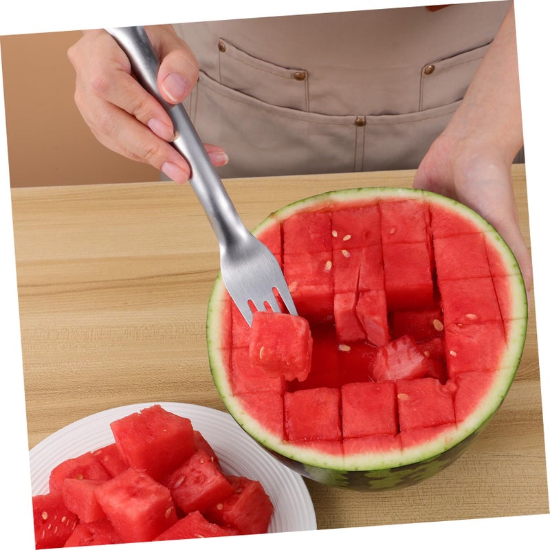 Stainless Steel Fruit Slicer and Melon Fork Set Portable Multipurpose Kitchen Gadget - Image 3