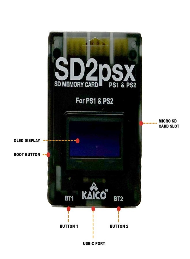 KAICO بطاقة ذاكرة كايكو PSX من الجيل الثاني، متوافقة مع بلاي ستيشن 1 و2، قابلة لتحديث البرامج الثابتة، سعة تخزين غير محدودة، تتضمن بطاقة MicroSD سعة 8 جيجابايت، بطاقة ذاكرة ألعاب عالية السرعة لأجهزة PS2/PS1/PS One - Image 5