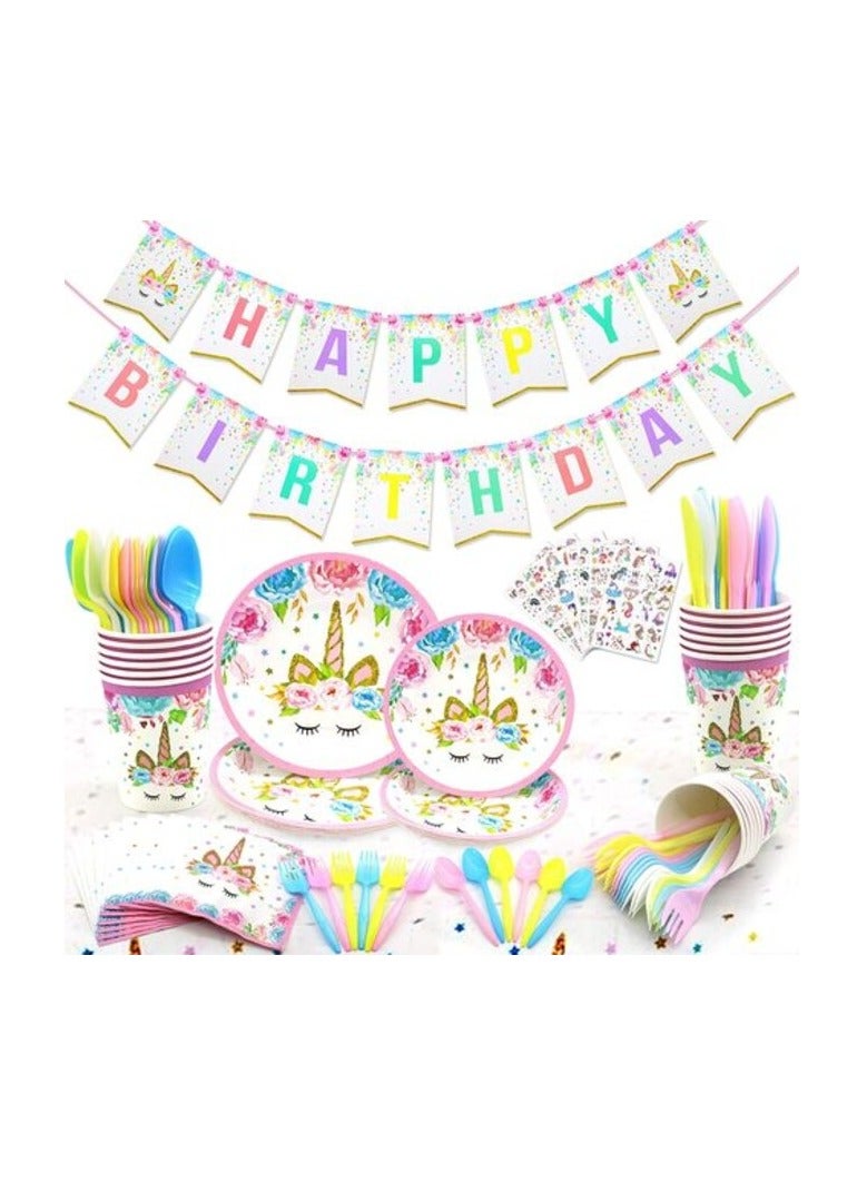 Promass Unicorn Party Supplies Kit Serves 16 Guest - Image 1
