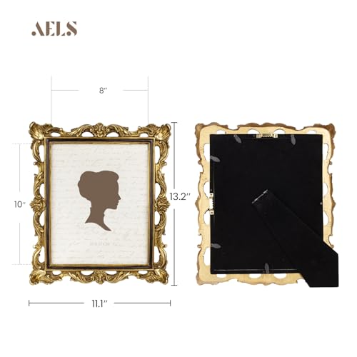AELS 8x10 Inch Vintage Picture Frame Elegant Antique Photo Frames with Glass Front Photo Display Tabletop Wall Hanging Gift Ideas Gold and Black - Image 3