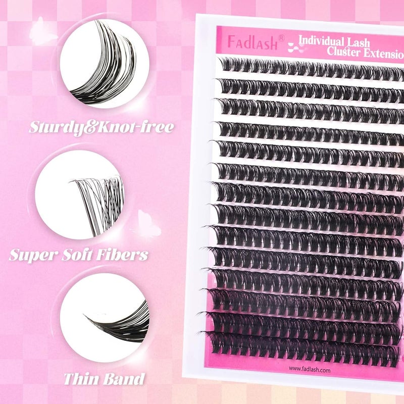 User feedback upgraded quality Eyelash Extension Kit 0.07 D 8-16mm 60D Wispy Lashes Cluster Lashes Glue Bond And Seal With Tweezers&Eyebrow Brush Eyelash And Lash Adhesive Remover DIY At Home Elegant appearance - Image 5