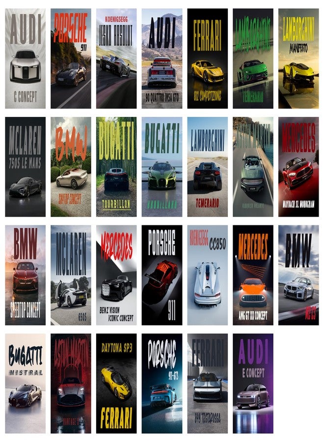 MANIAL - Pack of 27 Piece Car Aesthetic Wall Collage Kit Posters Set, Each Size 4x6 Inch, Luxury Sports Cars Theme, Wall Art for Bedroom Office Living Room Dorm - Image 4
