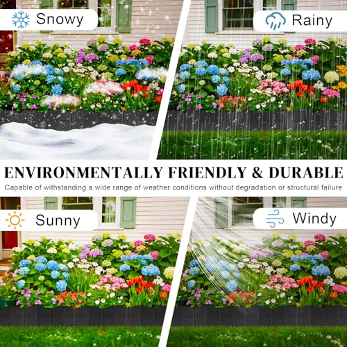 AMURS 20Ft Black Garden Edging Border 6 Inch Tall Landscape Edging with 20Pcs 7.8in Height Garden Stakes Decorative Edging for Landscaping Flower Bed Edging Borders Lawn Edging - Image 3