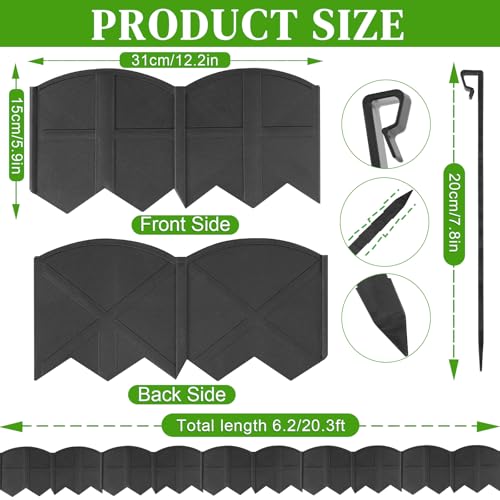 AMURS 20Ft Black Garden Edging Border 6 Inch Tall Landscape Edging with 20Pcs 7.8in Height Garden Stakes Decorative Edging for Landscaping Flower Bed Edging Borders Lawn Edging - Image 4