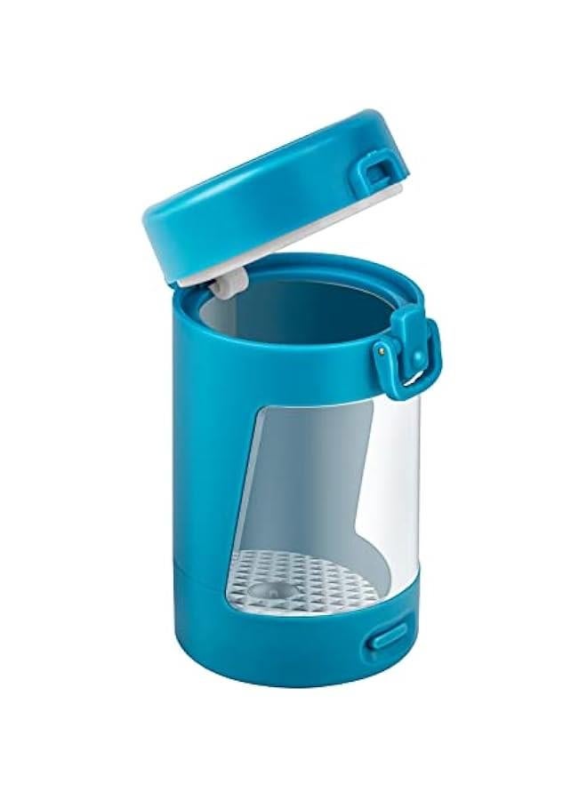 Mini Magnifying Viewing Jar with LED Light Airtight Transparent Light-Up Glass Storage Stash Jar With Mag Lid Smell Proof (Blue)  - Image 1
