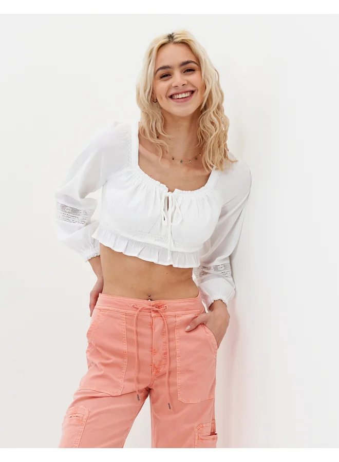 امريكان ايجل AE Ruched Long-Sleeve Blouse