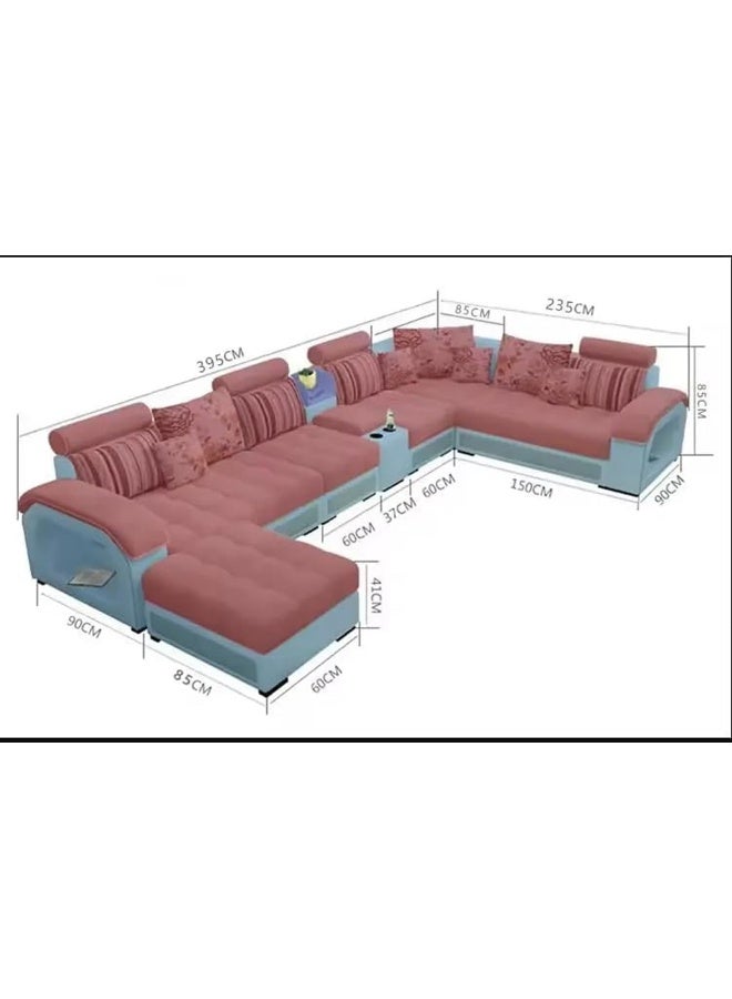 Generic 7-Seater Fabric Sectional Sofa  Smart Couch for Elegant Living Rooms (Pink)  - Image 2