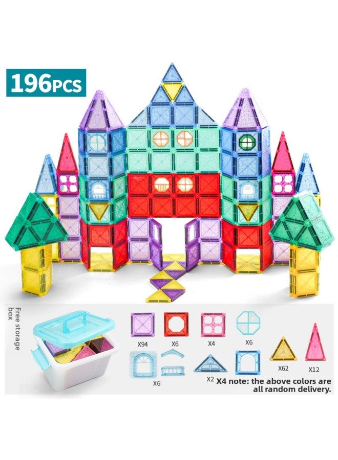 Cross-border Color Window Building Blocks Assembled Magnetic Pieces For Children Smart Magnetic Pipe Building Blocks Assembled Castle Toy Belt Storage