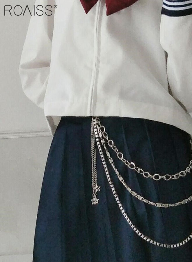 roaiss 1  Pcs Punk Style Star Chain Belt, Multi-layered Metal Tassel Chain, Suitable for Men and Women Jeans and Hip-hop Style Accessories, - Image 5