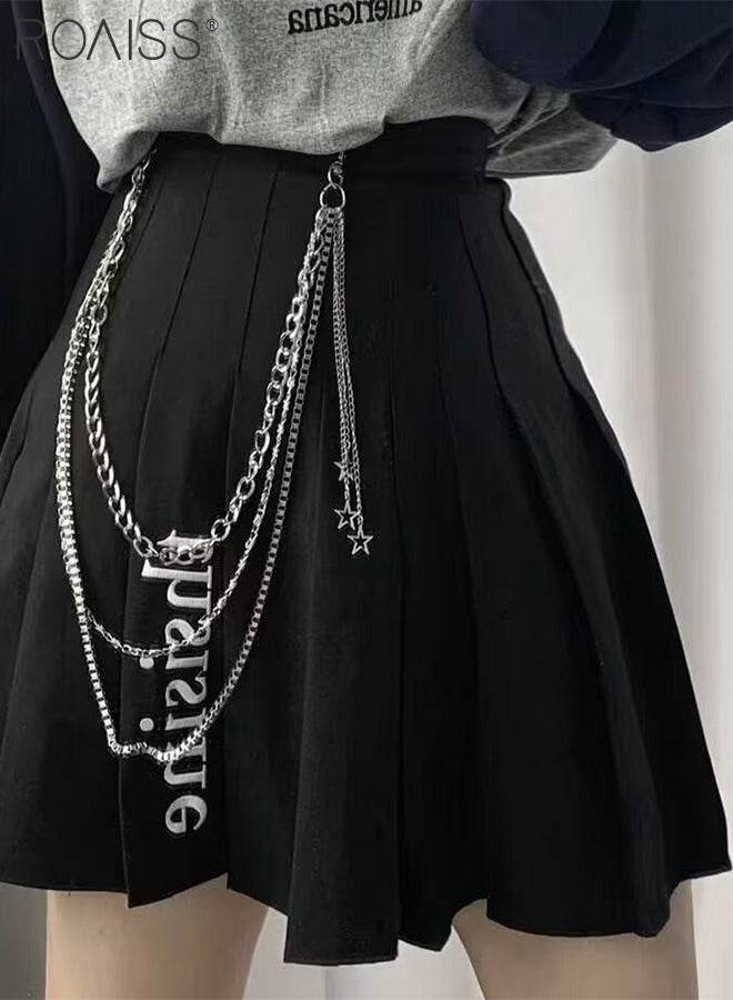 roaiss 1  Pcs Punk Style Star Chain Belt, Multi-layered Metal Tassel Chain, Suitable for Men and Women Jeans and Hip-hop Style Accessories, - Image 4