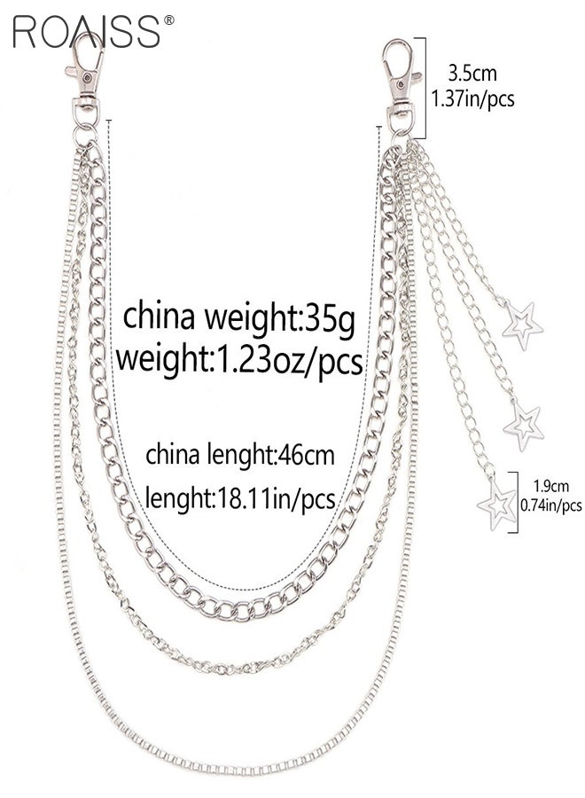 roaiss 1  Pcs Punk Style Star Chain Belt, Multi-layered Metal Tassel Chain, Suitable for Men and Women Jeans and Hip-hop Style Accessories, - Image 2