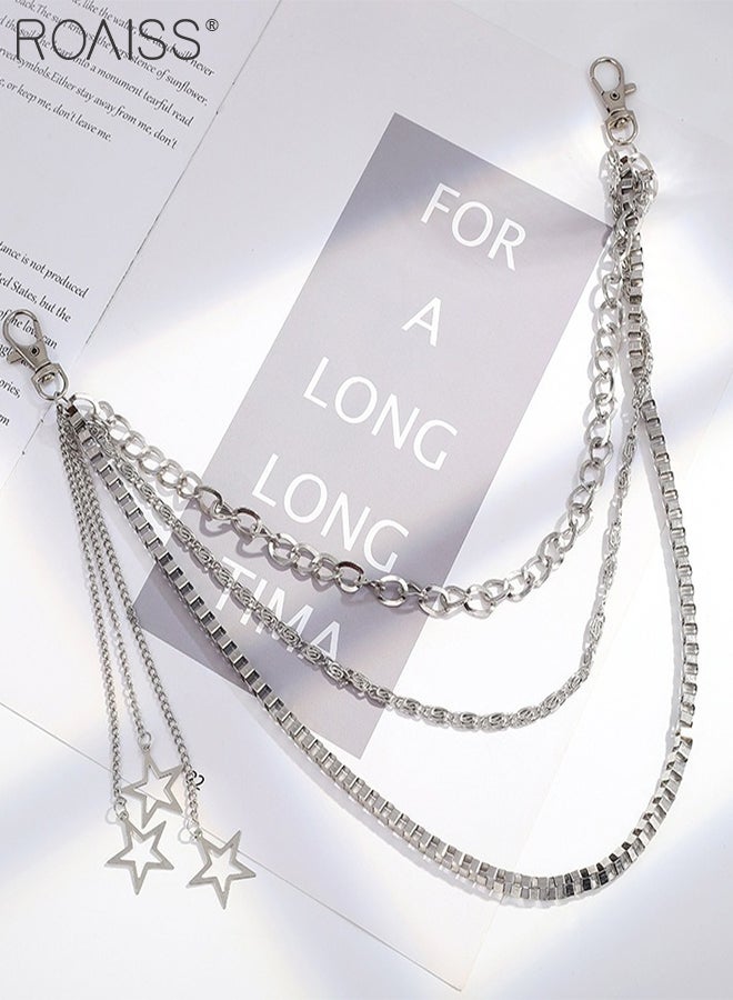 roaiss 1  Pcs Punk Style Star Chain Belt, Multi-layered Metal Tassel Chain, Suitable for Men and Women Jeans and Hip-hop Style Accessories, - Image 3
