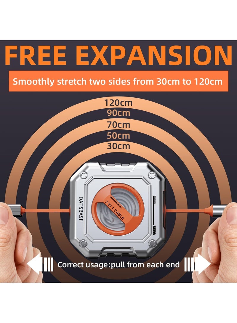 سيوسي كابل شحن متعدد مطور لعام 2023، كابل شحن USB قابل للسحب 3 في 1، سلك شاحن سريع متعدد الطراز الميكانيكي - Image 4