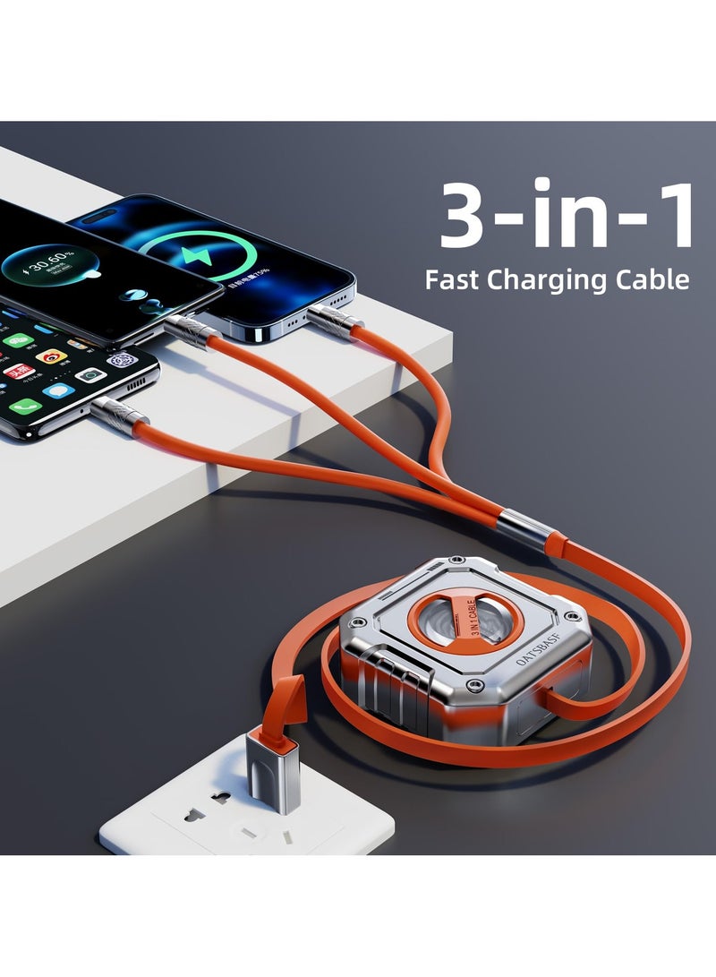 سيوسي كابل شحن متعدد مطور لعام 2023، كابل شحن USB قابل للسحب 3 في 1، سلك شاحن سريع متعدد الطراز الميكانيكي - Image 2