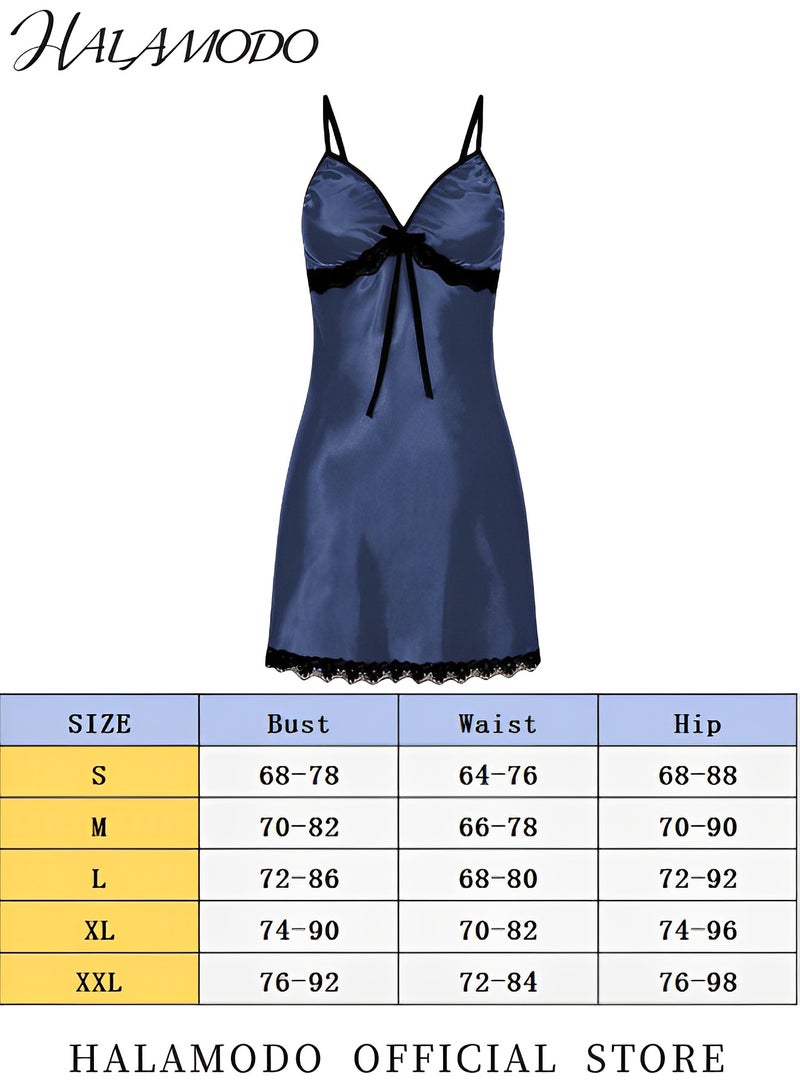 HALAMODO Women Nightgown Satin Lingerie Sleeveless Sleep Dress Babydoll Nightie Slip Chemise V Neck Nightwear Satin Sleepwear Lingerie  - Image 2
