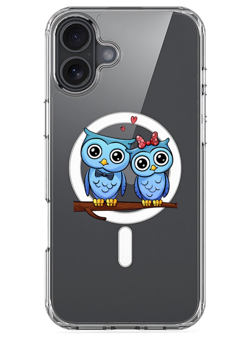 Theodor iPhone 16 Plus Magsafe Magnetic Case for iPhone Compatible with Wireless Charging, Shockproof Phone Bumper Cover - love birds - Image 1