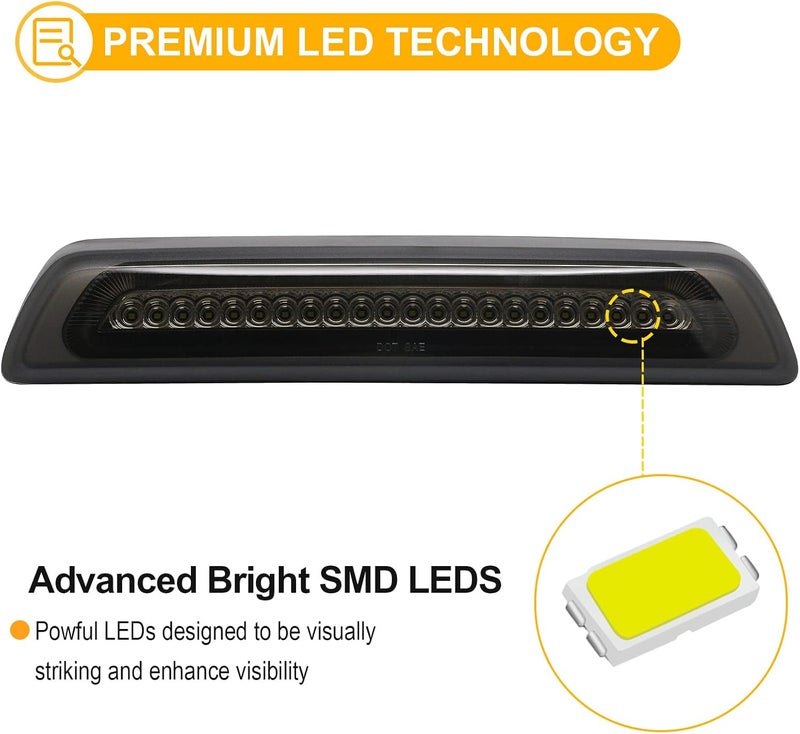 R&F Auto F1 Style Strobe LED Smoked Lens Third Brake Light for Tundra 2007-2021 - Image 4