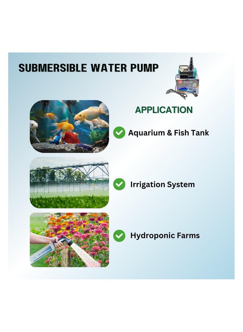 Submersible Water Pump 9500, YQB, 10000 LPH, 320W, 9.5M Water Pumping Height, High Performance Pump for Aquariums, Ponds, Fountains & Hydroponics, Heavy-Duty & Energy-Efficient - Image 3