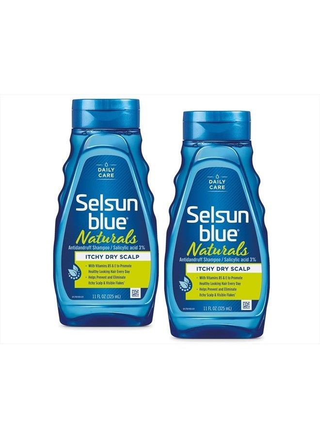Selsun blue Shampoo Naturals Dandruff Itchy Dry Scalp 11 Ounce (325ml) (2 Pack)  - Image 1