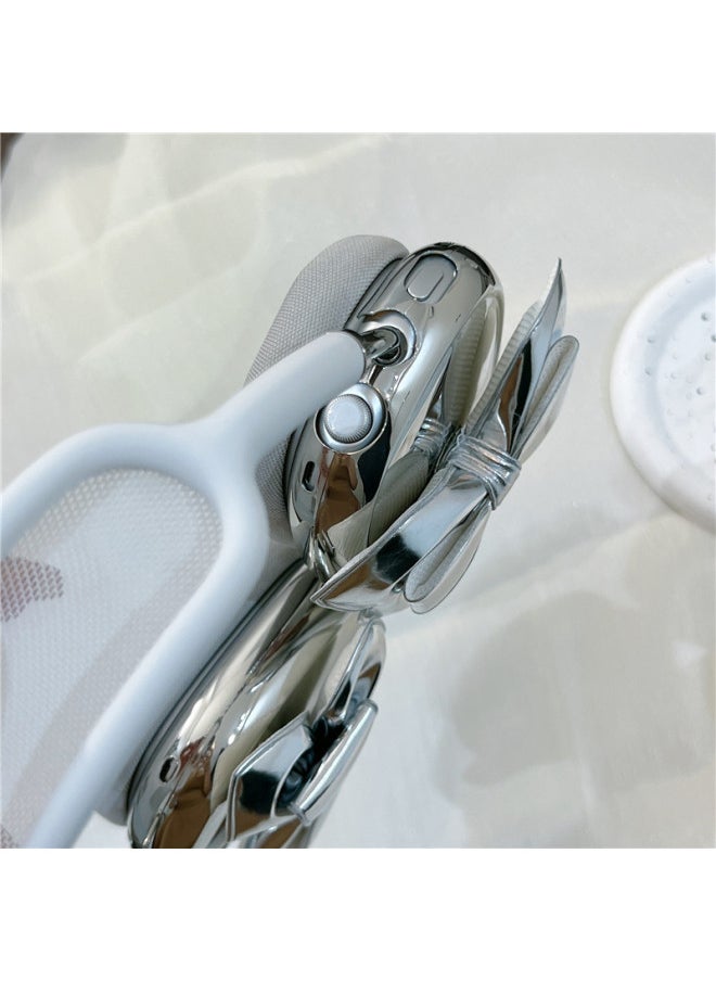 Generic - Electroplated Three-Dimensional Bow For Airpods Max2 Protective Cover For Apple Headset Ear Cap Ear Mask Earphone Case-Color:Electroplated Silver Stereo Bow-Applicable Model:Universal For Airpods Max/airpods Max2 - Image 1