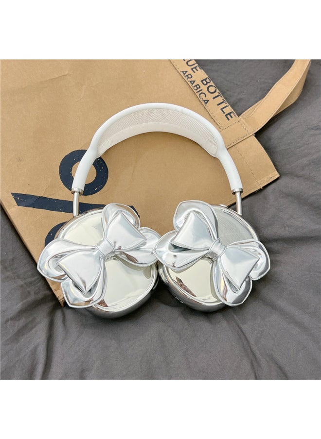 Generic - Electroplated Three-Dimensional Bow For Airpods Max2 Protective Cover For Apple Headset Ear Cap Ear Mask Earphone Case-Color:Electroplated Silver Stereo Bow-Applicable Model:Universal For Airpods Max/airpods Max2 - Image 1