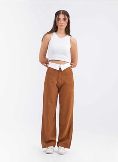 High-Waist Brown Folded Waistband Wide Leg Trousers - pzsku/Z298D24023C120E1622A3Z/45/_/1721563048/375935c0-3f8b-4110-9895-0c9c505b481d