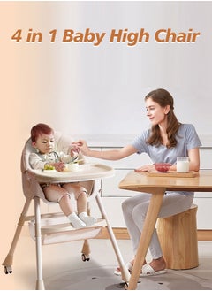 Soft Touch Baby Chair Baby Feeding Chair Foldable Dining High Chair With 4 Wheels and Double Removable Tray  - Image 3