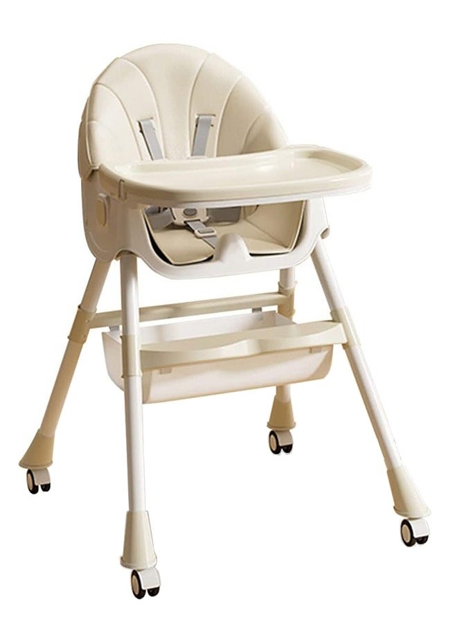 Baby Chair Baby Feeding Chair Foldable Dining High Chair With 4 Wheels and Double Removable Tray - pzsku/Z298D2846E86FFD6592BDZ/45/_/1726232315/00afcb55-0542-4840-baf7-9b6ae1d4d27d